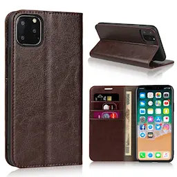 Mobiletui Ekte Lær iPhone 11 Pro Mørkbrun