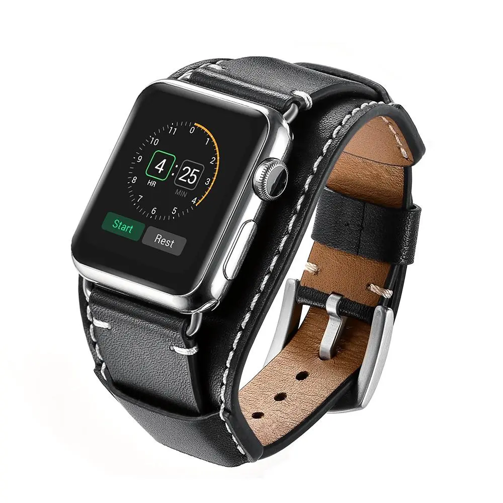 Brett Læderrem Apple Watch Series 11 46mm sort