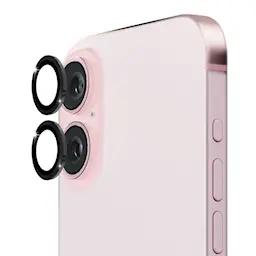 iPhone 16 Linsebeskytter i glas og aluminium, Sort