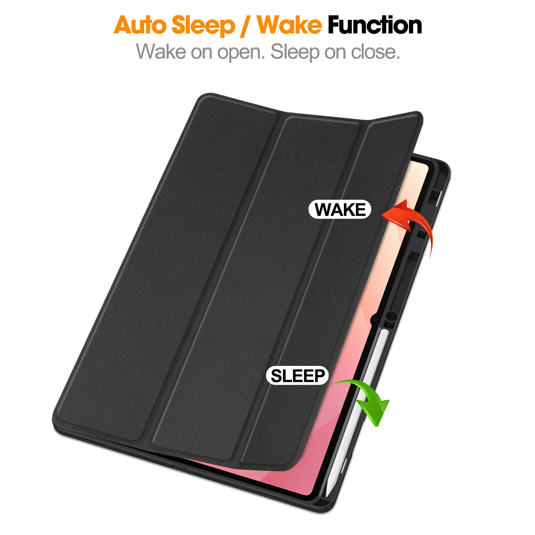 Samsung Galaxy Tab S12 Ultra Fodral Tri-fold med Pencil-hållare Svart