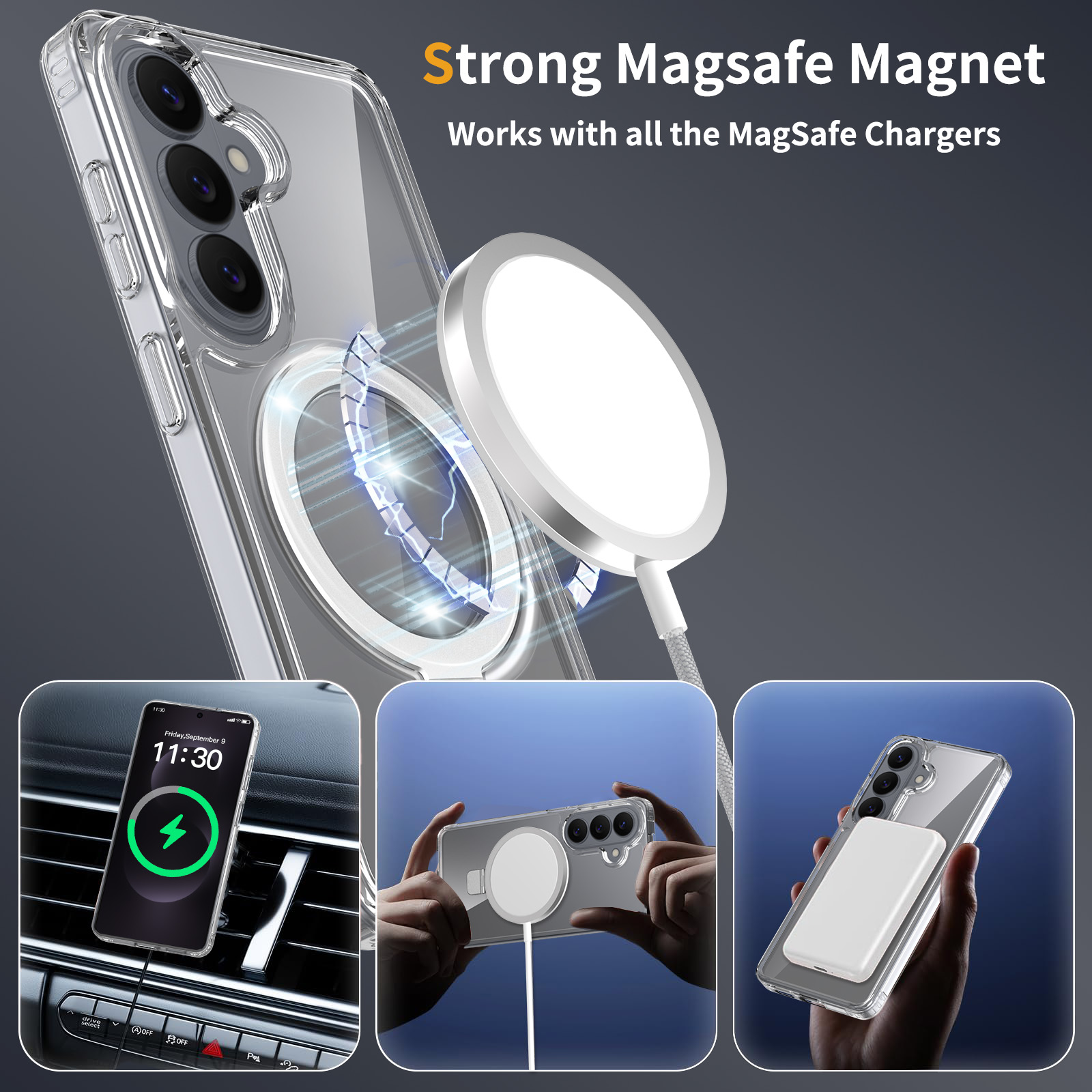 Hybridskal MagSafe Ring Samsung Galaxy S26 Genomskinlig
