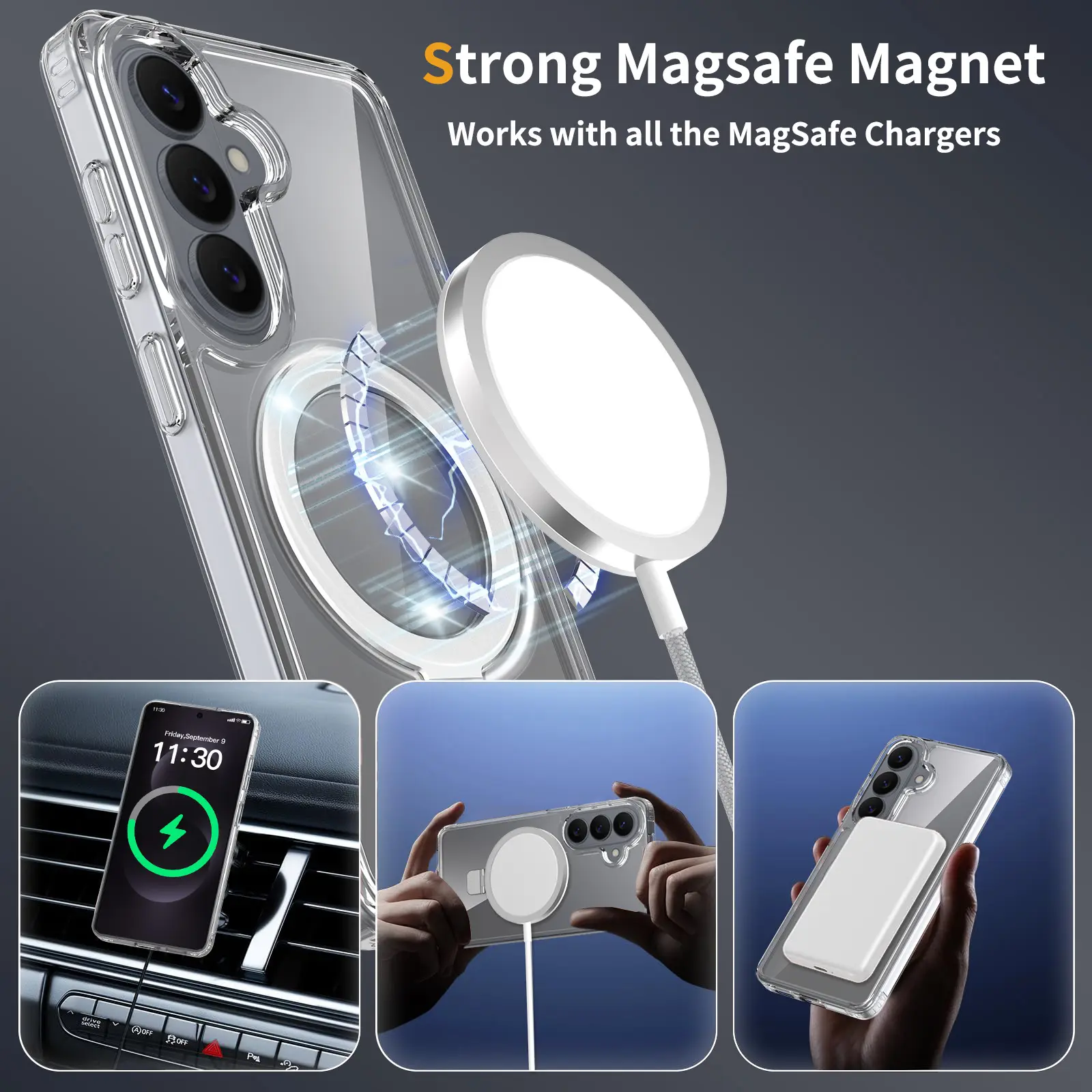 Hybridskal MagSafe Ring Samsung Galaxy S25 Genomskinlig