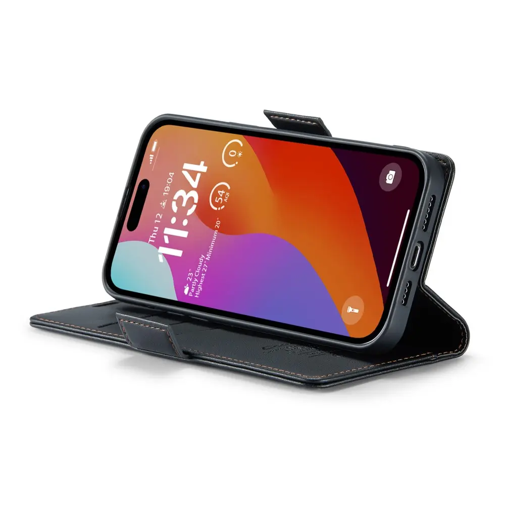 Slim Plånboksfodral RFID-skydd iPhone 16 Pro Max Svart