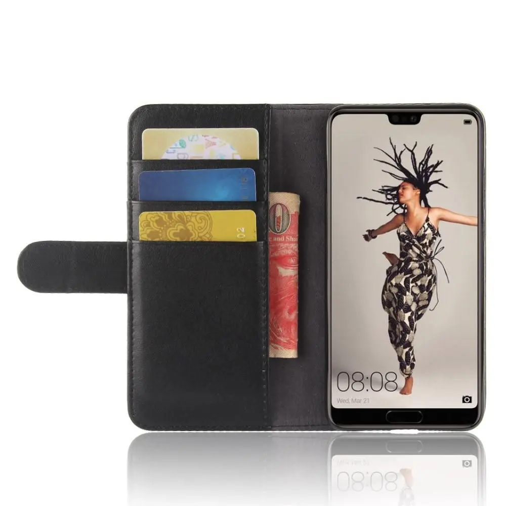 Äkta Läderfodral Huawei P20 Svart