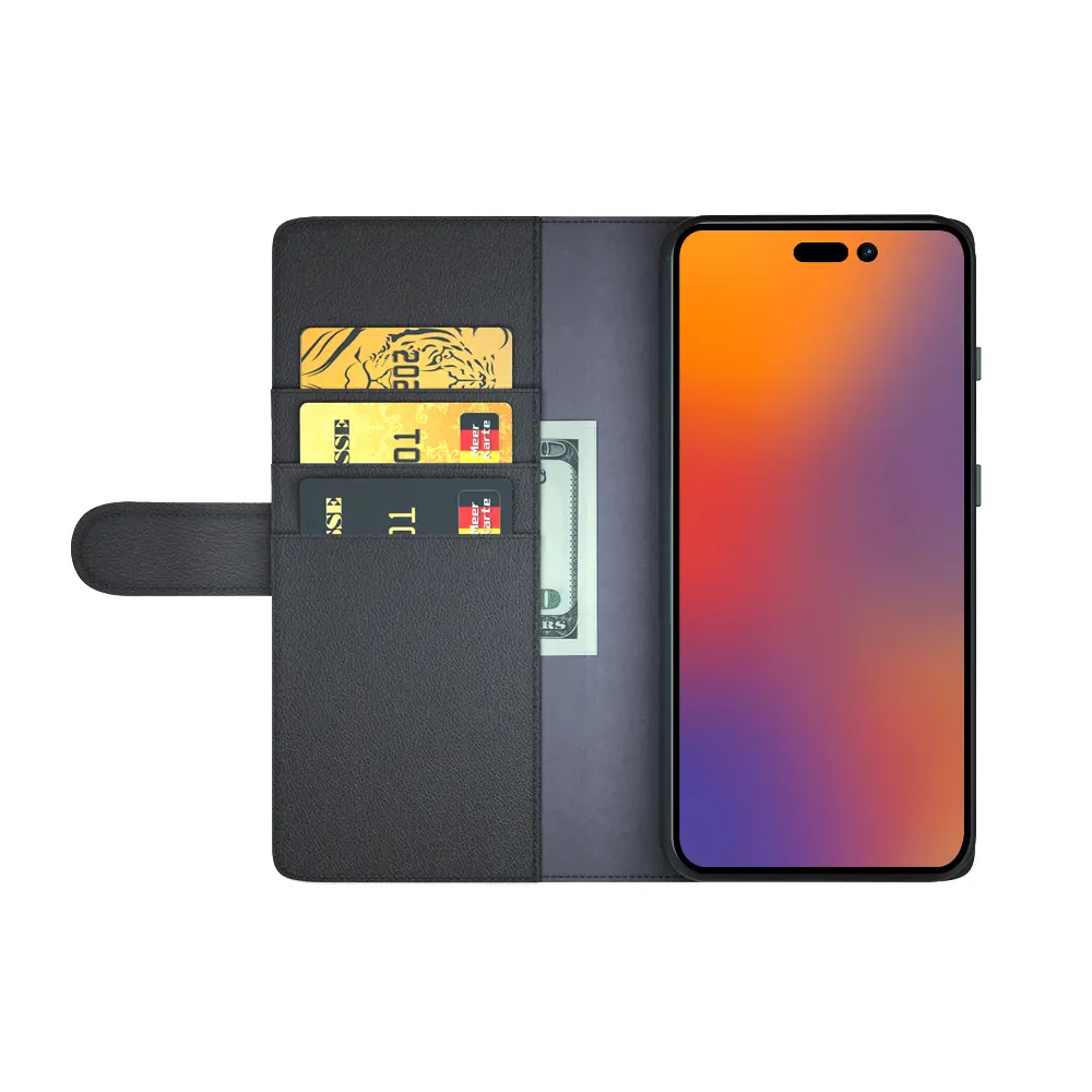 Äkta Läderfodral iPhone 14 Pro Svart