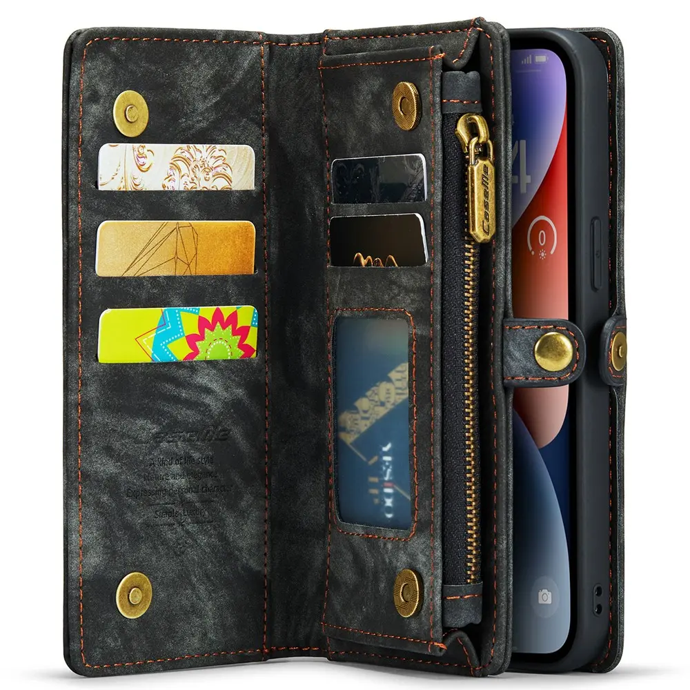 Multi-slot Plånboksfodral iPhone 15 Pro Grå
