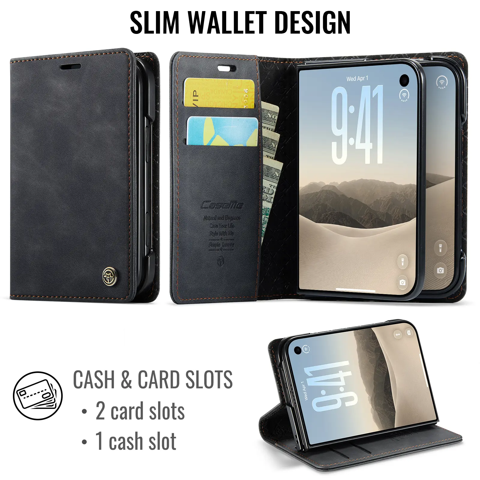 Plånboksfodral RFID-skydd iPhone Duo Svart