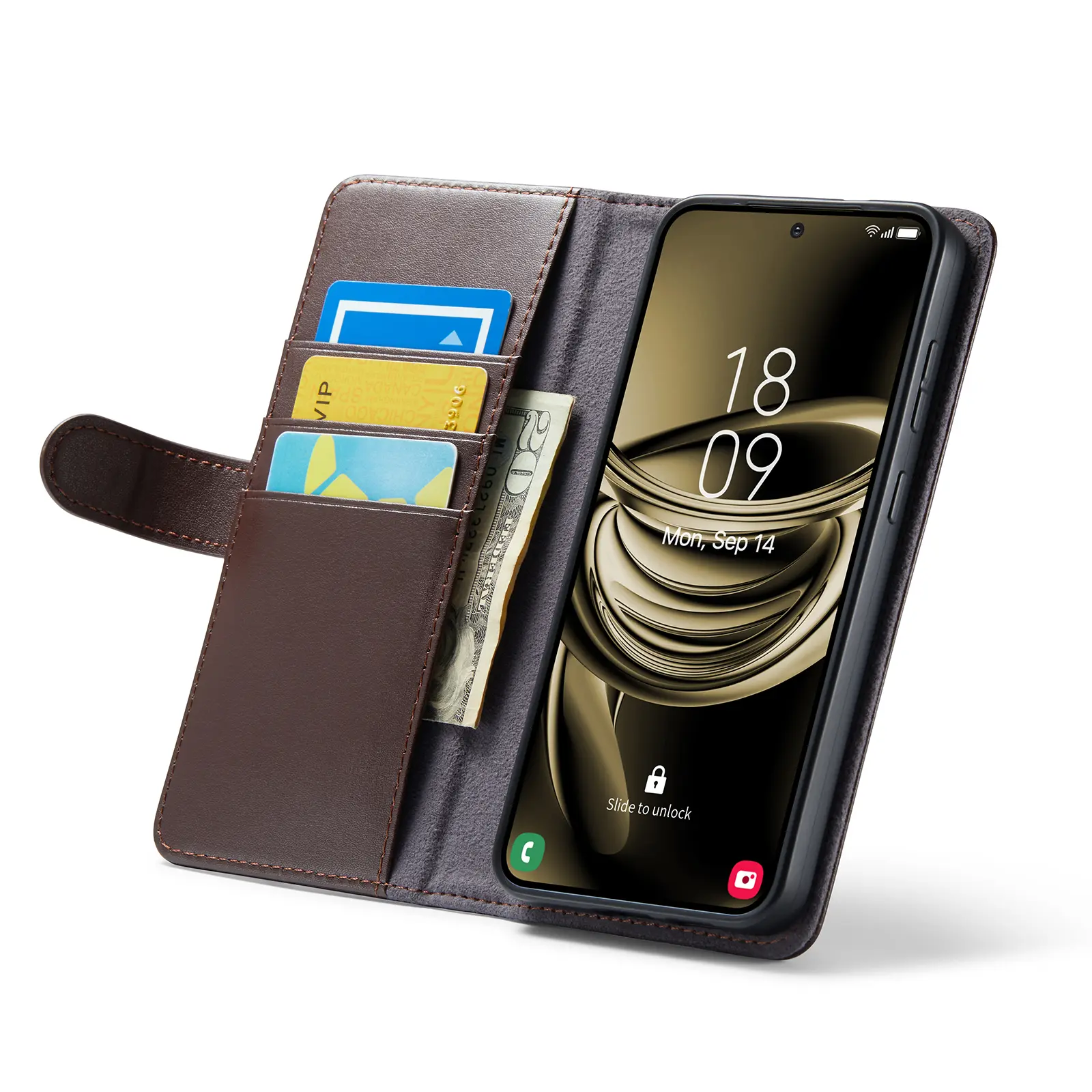 Äkta Läderfodral Samsung Galaxy S25 Brun