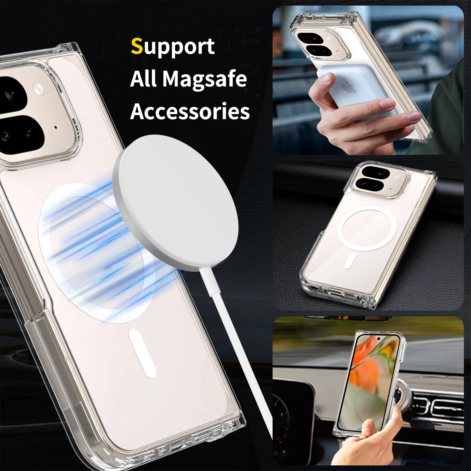 Hybridskal MagSafe Google Pixel 10 Pro Fold Genomskinlig