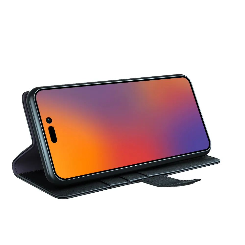 Äkta Läderfodral iPhone 14 Pro Svart
