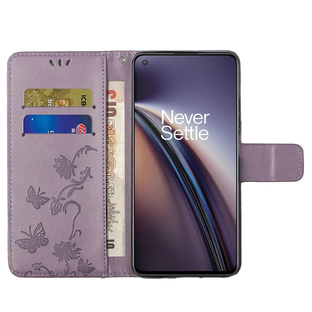 Läderfodral Fjärilar  OnePlus Nord 2 5G Lila