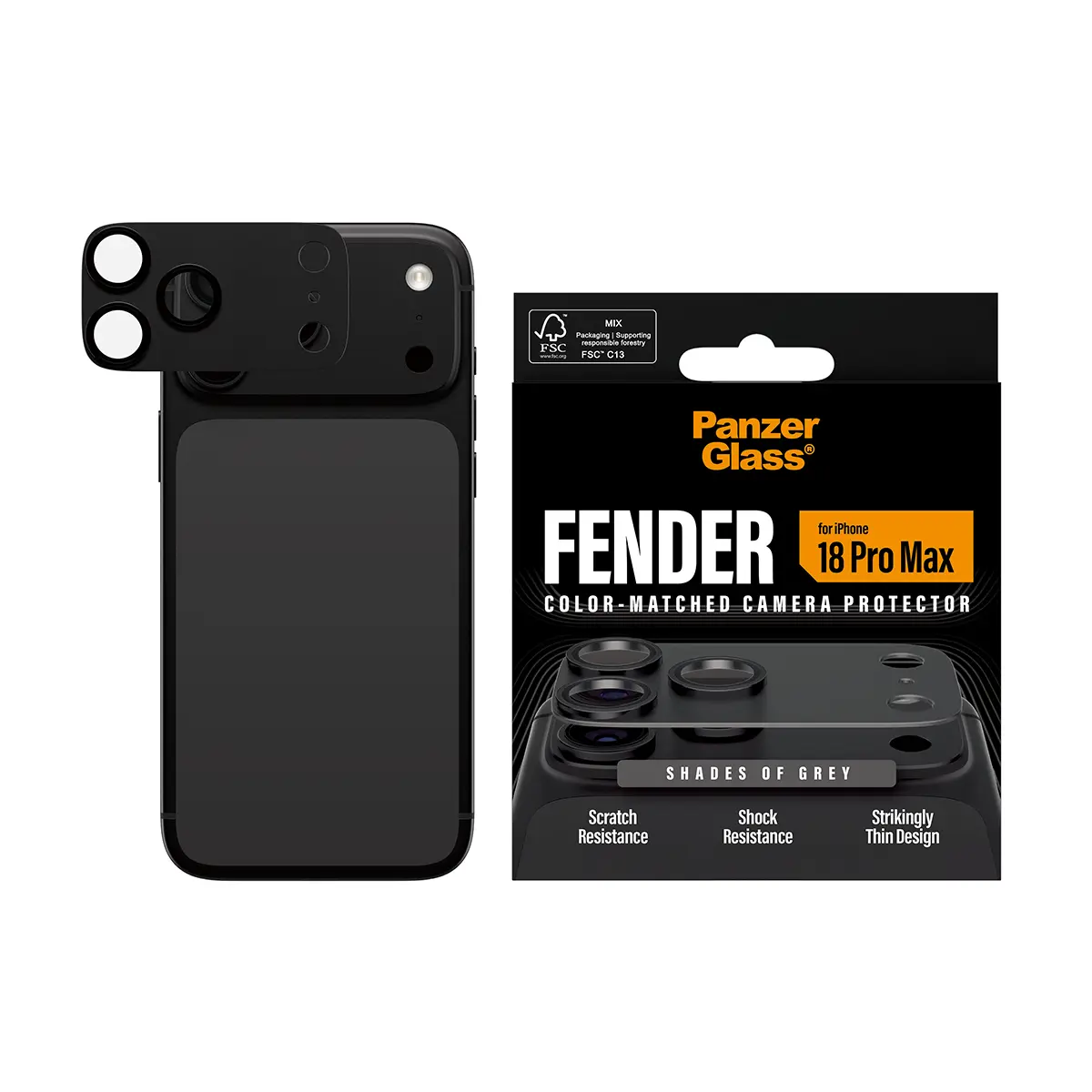 iPhone 18 Pro Max Fender Camera Protector Shades of Grey