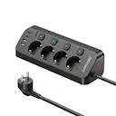 4-vejs stikdåse med 2x USB-C + 2x USB-A 1.8m Sort