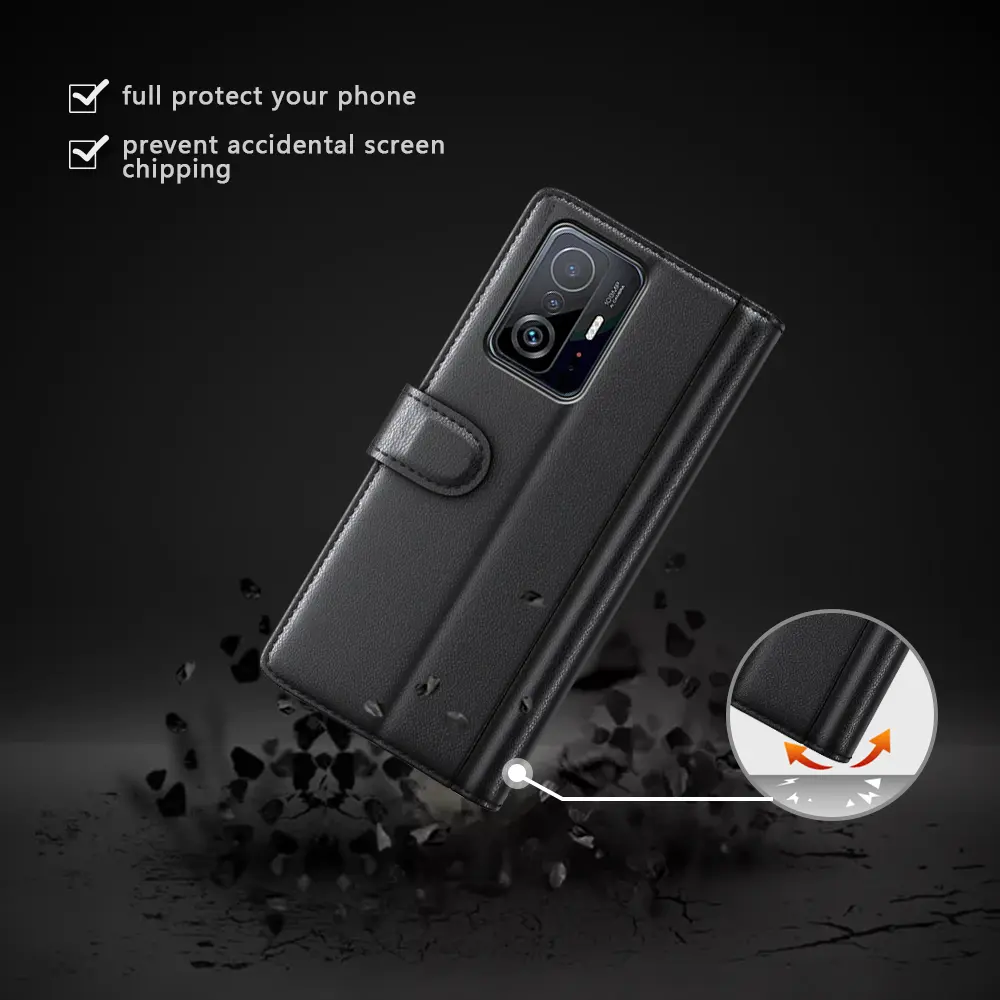 Äkta Läderfodral Xiaomi 11T/11T Pro Svart
