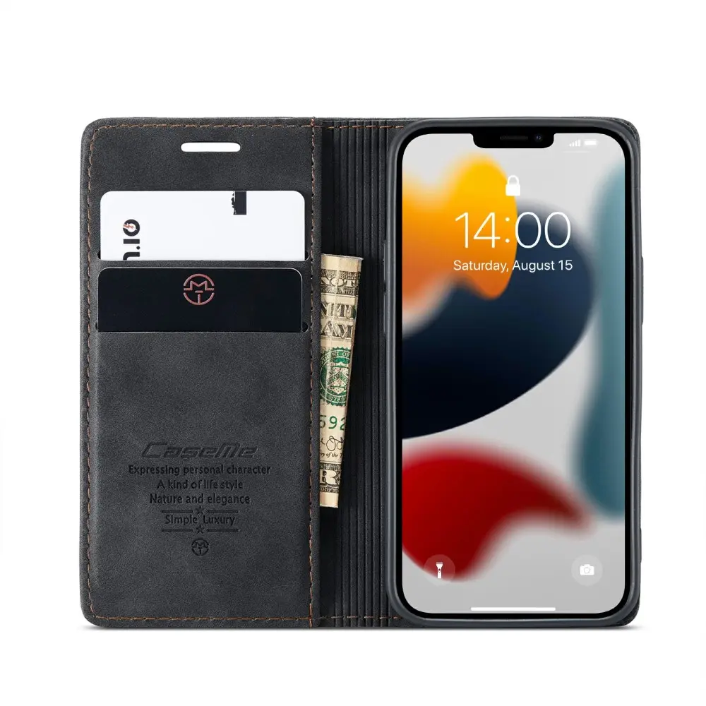 Slim Plånboksfodral iPhone 13 Svart