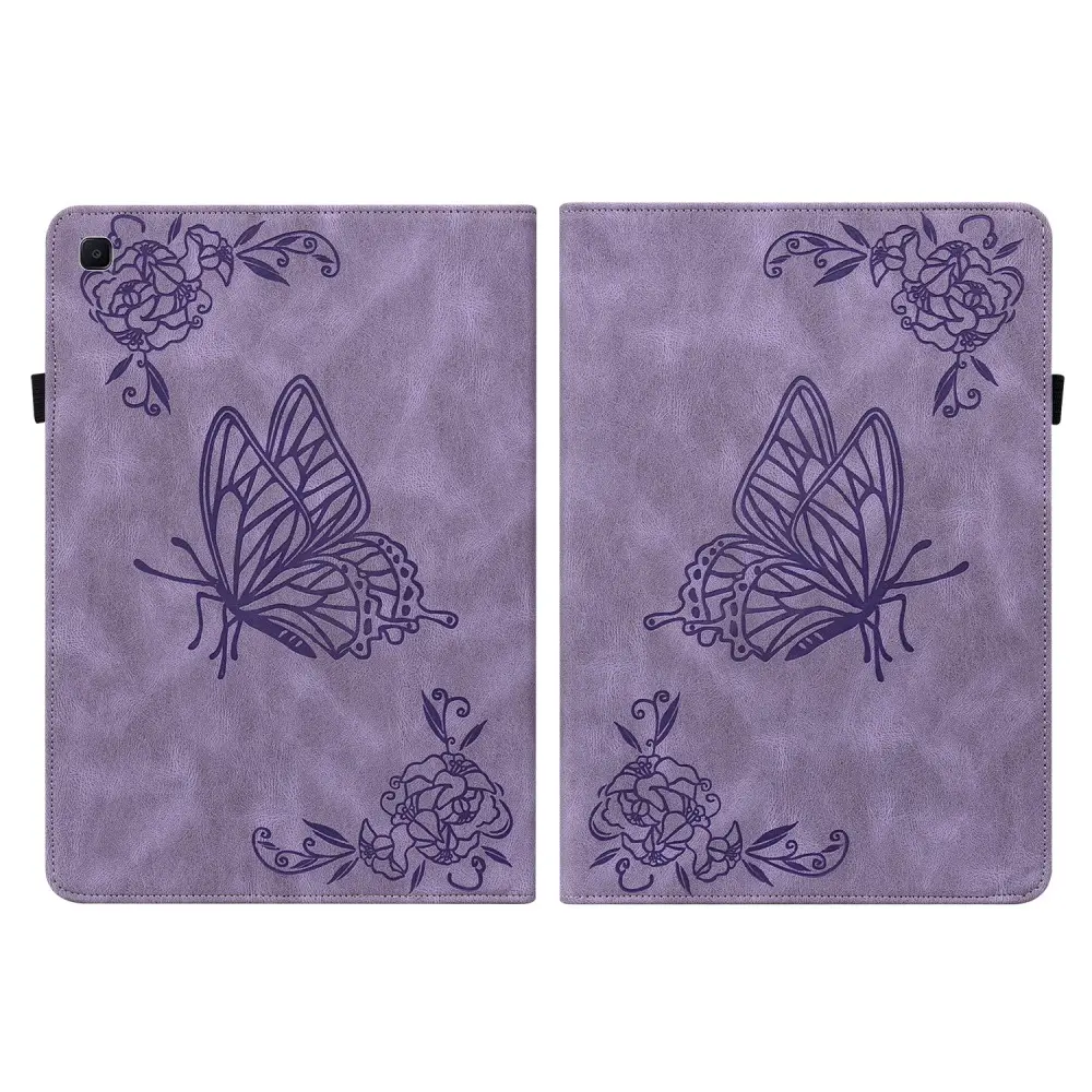 Läderfodral Fjärilar Samsung Galaxy Tab S6 Lite Lila
