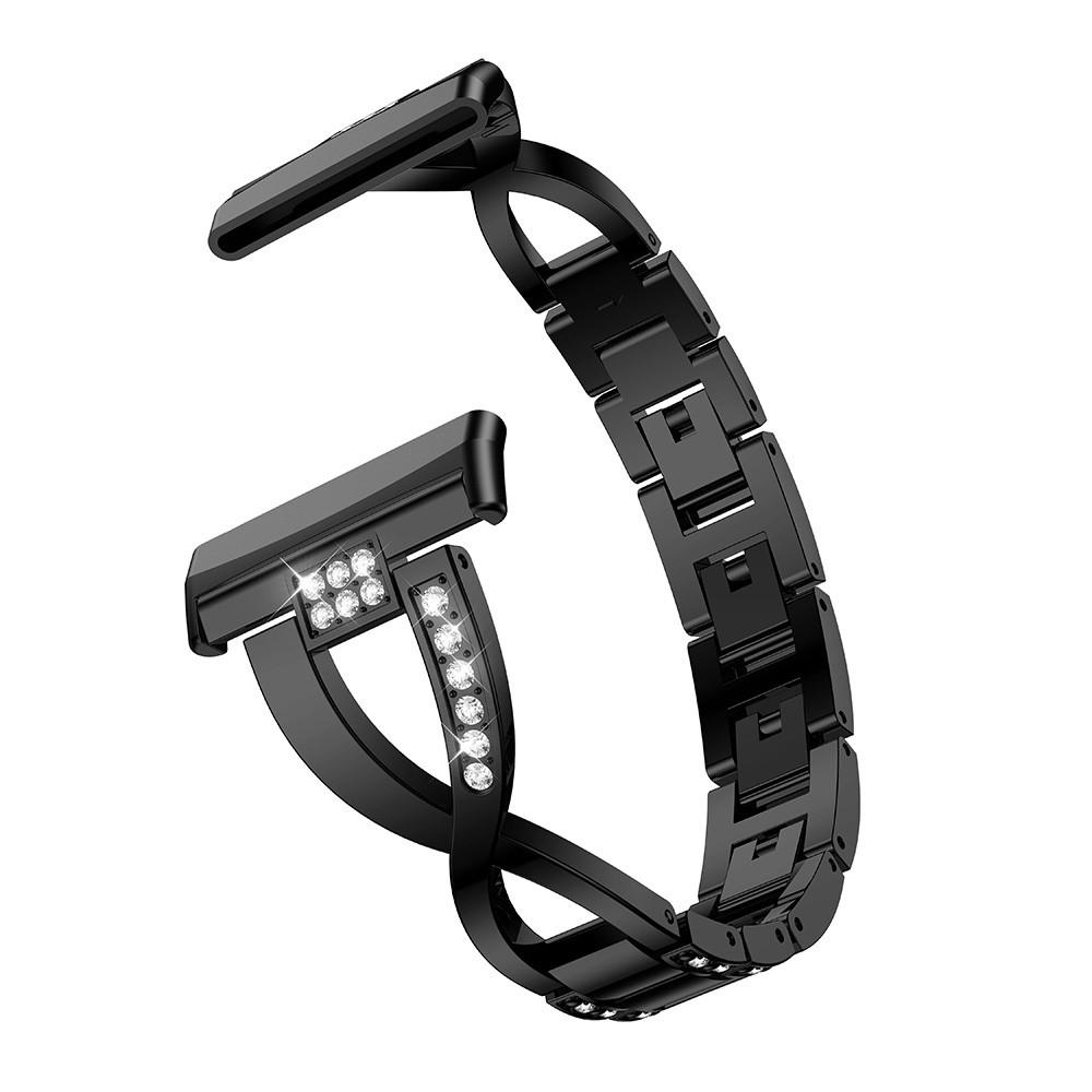 Crystal Bracelet Fitbit Versa 3/Sense Svart - Elegant reim med glitrende steiner i stilfull design