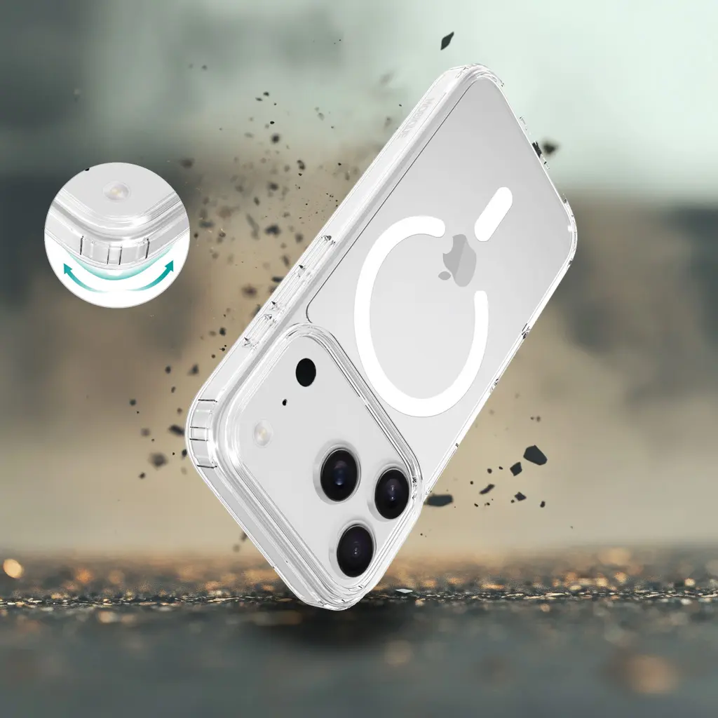 Hybridskal MagSafe iPhone 17 Pro Max Genomskinlig