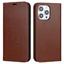 Mobiltaske Ægte Læder iPhone 14 Pro Brun