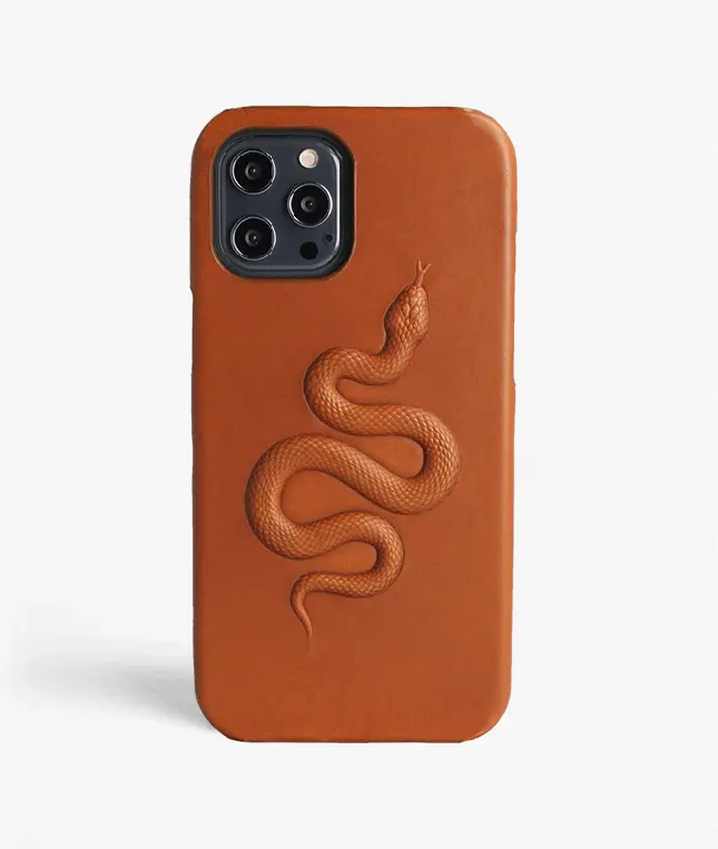 Cover iPhone 12 Pro Max Snake Cognac