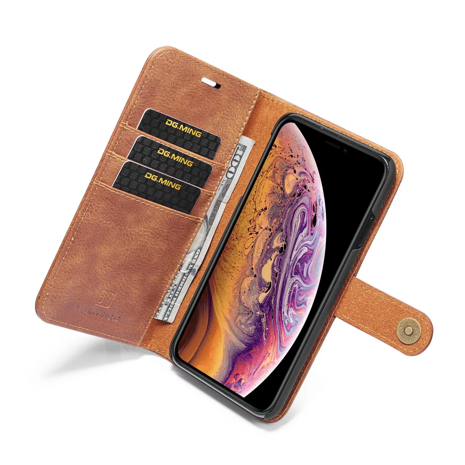 Magnet Wallet iPhone Xs Max Cognac