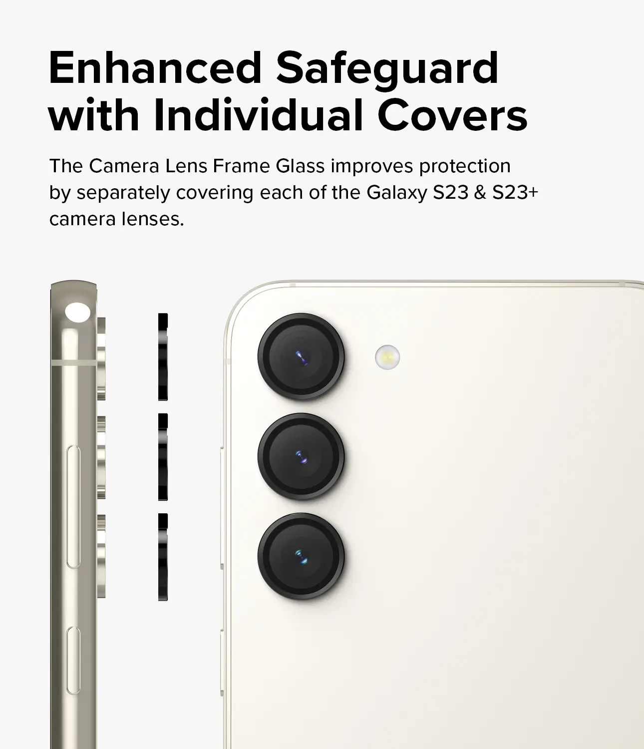 Camera Lens Frame Glass Samsung Galaxy S23/Galaxy S23 Plus Svart