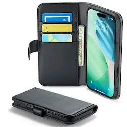 iPhone Air Lommeboketui i ekte skinn, Svart