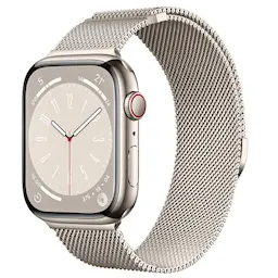 Apple Watch Series 12 43mm Milanese-ranneke magneettilukolla, Starlight