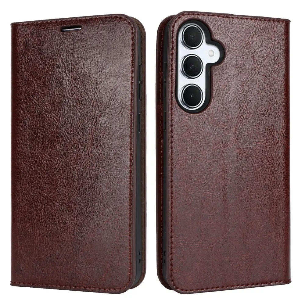 Mobiltaske Ægte Læder Samsung Galaxy S24 FE Mørkebrun