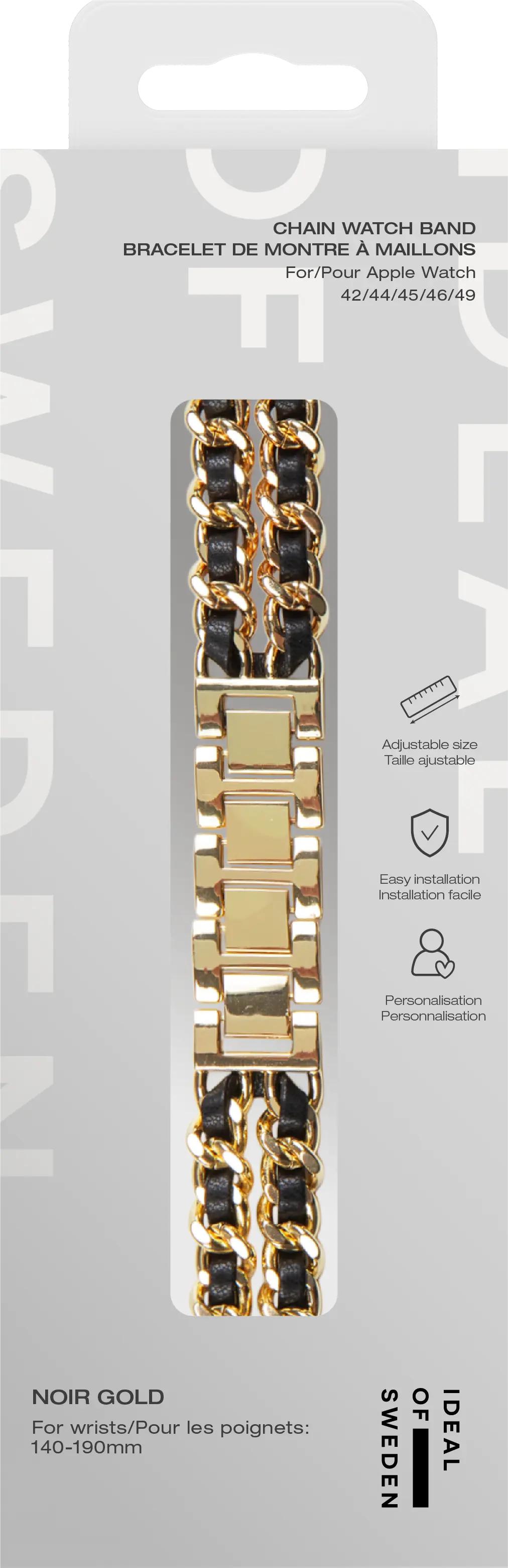 Chain Watch Band  Apple Watch Series 12 43mm Noir Gold