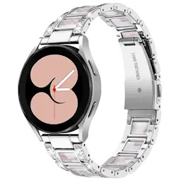 Samsung Galaxy Watch 5 40mm Metallinen ranneke koristekivillä, Silver Pearl