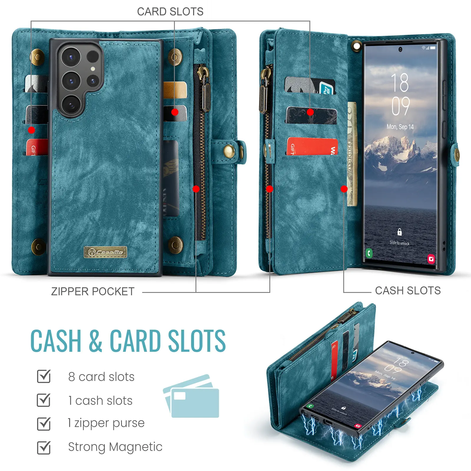 Multi-slot Plånboksfodral Samsung Galaxy S26 Ultra Blå