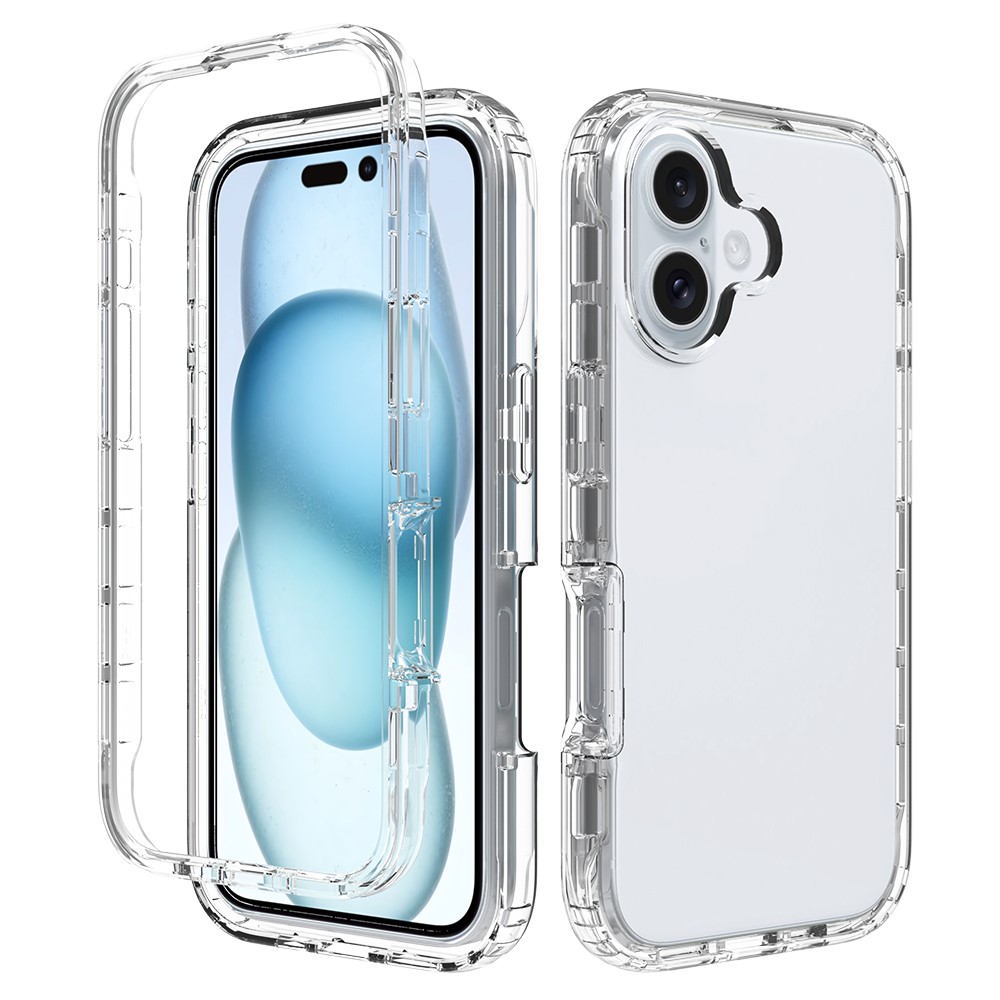 Full Cover Deksel iPhone 16 Gjennomsiktig - Heldekkende mobildeksel i to lag