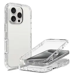 iPhone 16 Pro Max Iskunkestävä suojakuori suojareunuksella, Kirkas