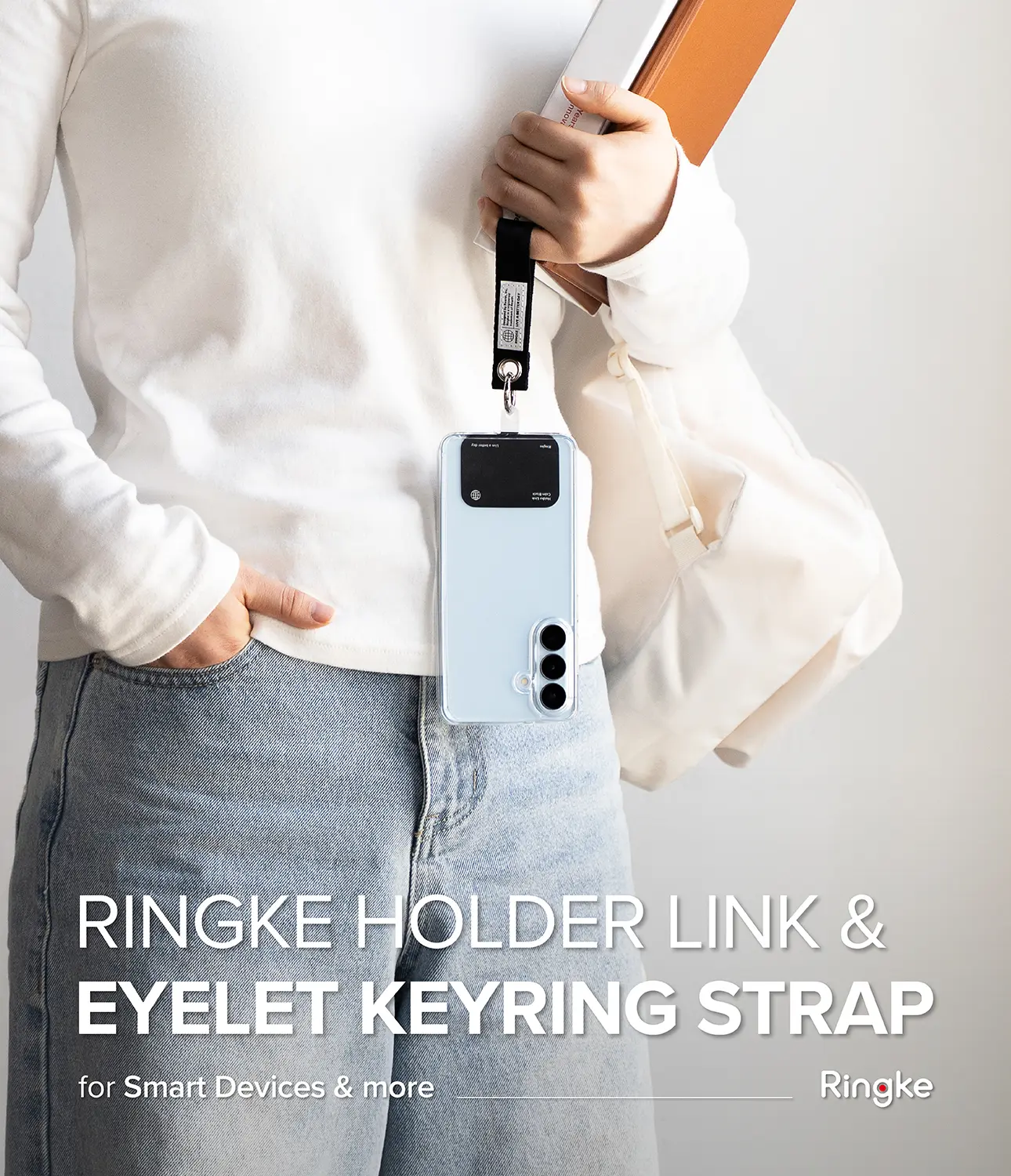 Holder Link & Eyelet Keyring Strap Black