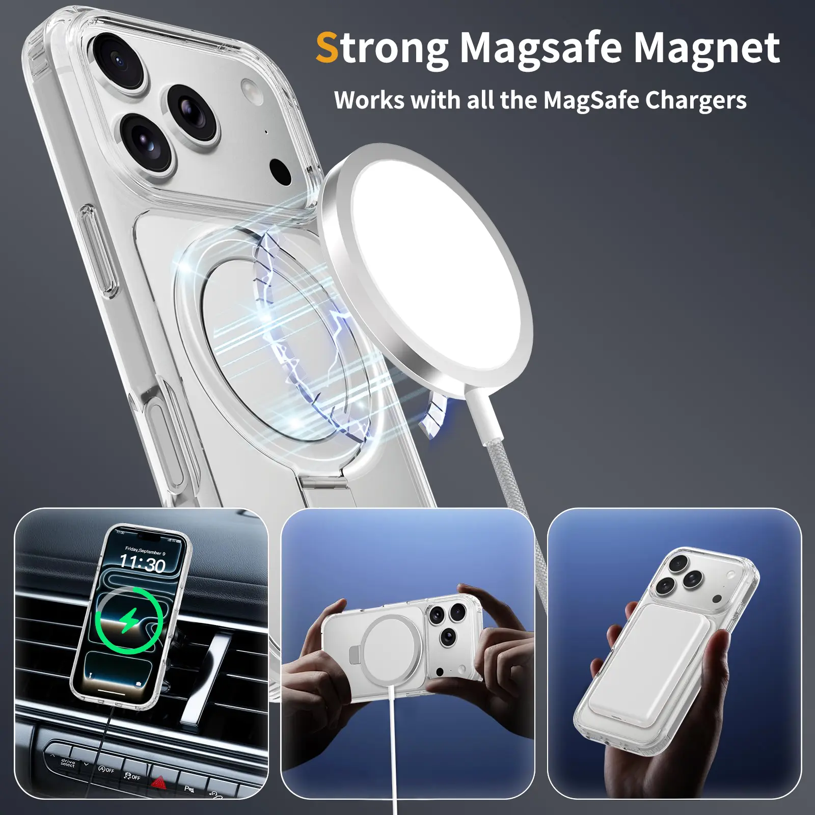 Hybridskal MagSafe Ring iPhone 18 Pro Max Genomskinlig