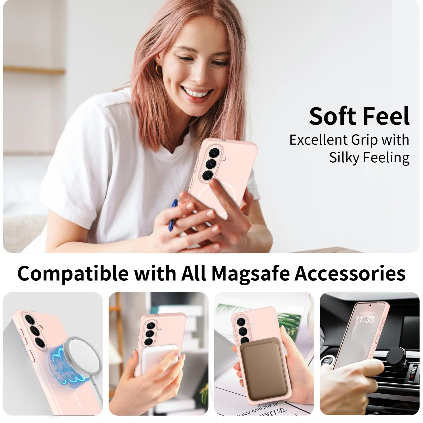 MagSafe-skal SoftArmor Samsung Galaxy S25 Rosa