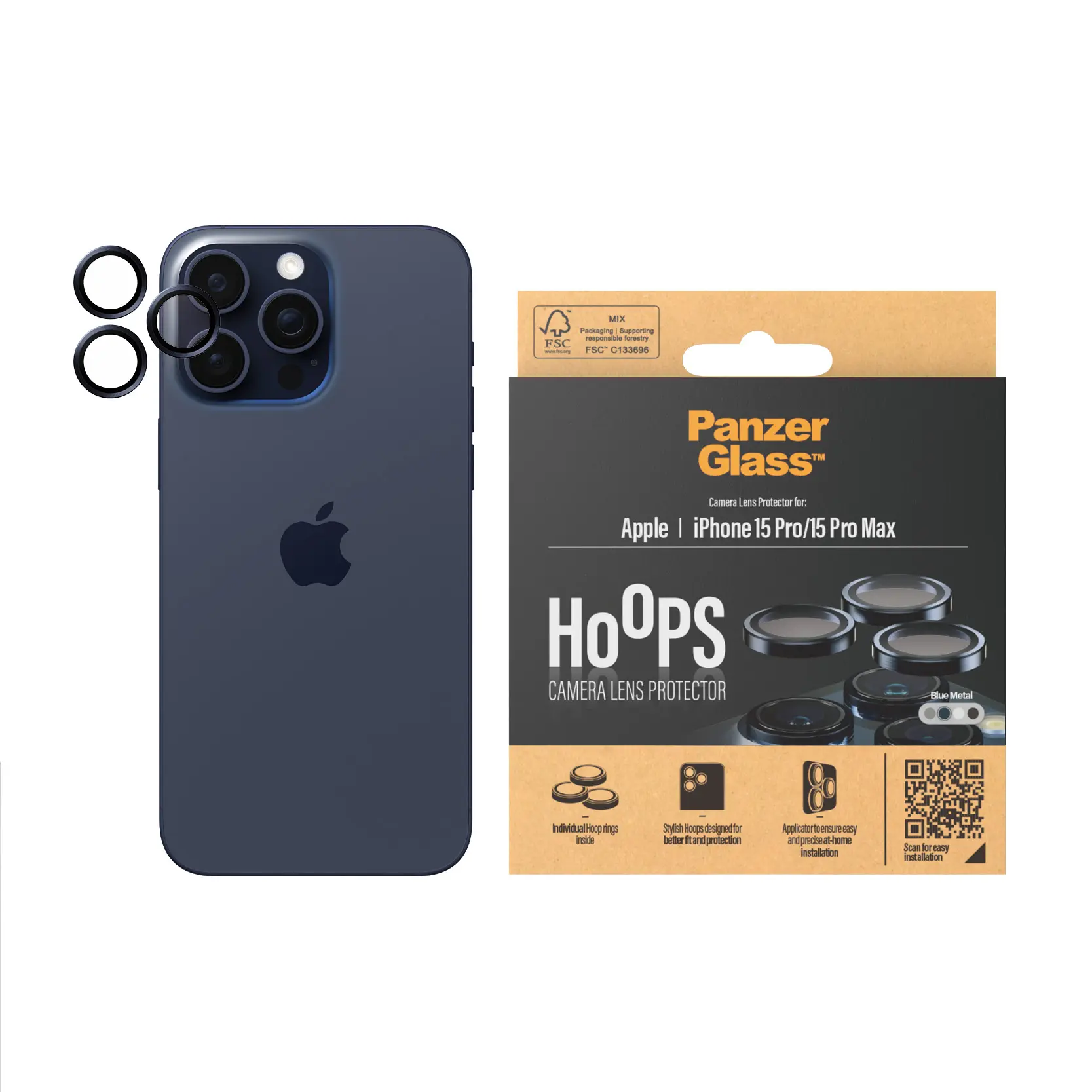 iPhone 15 Pro Hoops Camera Lens Protector Blå