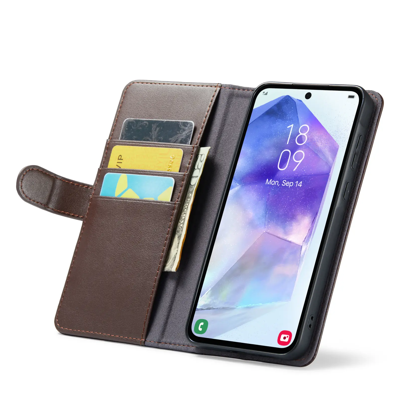 Äkta Läderfodral Samsung Galaxy A55 Brun
