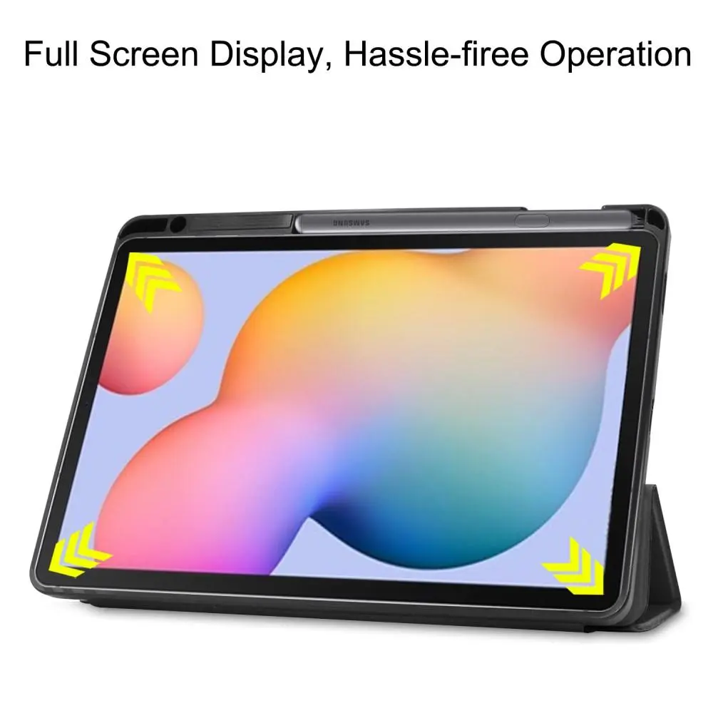 Samsung Galaxy Tab S6 Lite Fodral Tri-fold med Pencil-hållare Svart