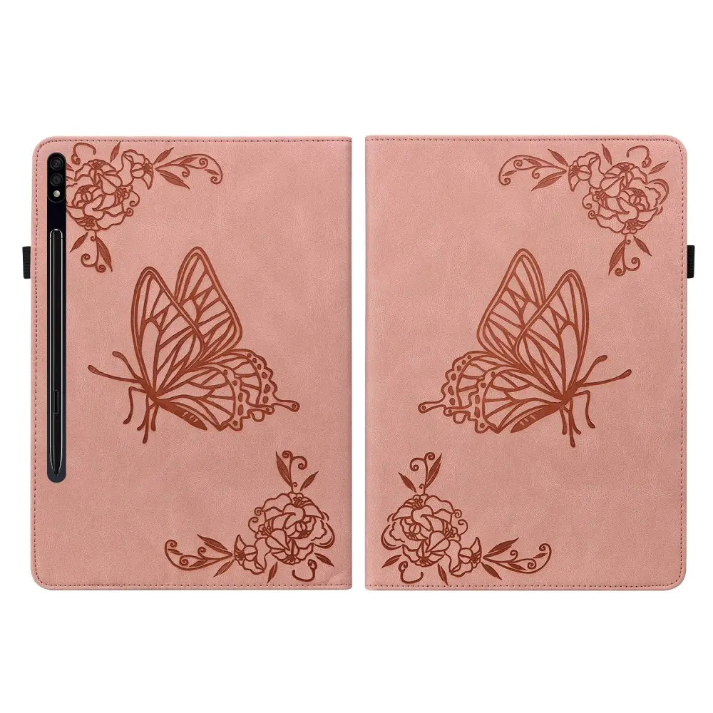 Läderfodral Fjärilar Samsung Galaxy Tab S10 FE Rosa