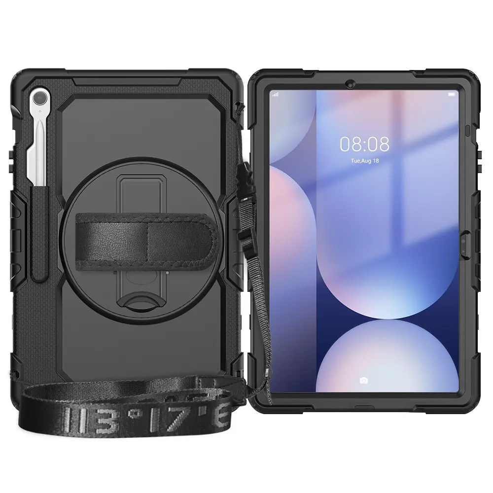 Stöttåligt Full Protection Hybridskal med axelrem Samsung Galaxy Tab S10 FE Plus svart
