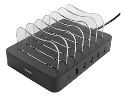 Lade station til 6 enheder, 5x USB-A, 1x USB-C 50W sort