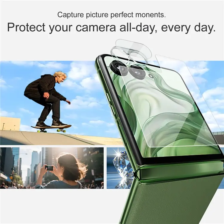 Härdat Glas Linsskydd + Ytterskärmskydd Motorola Razr 50 Ultra Genomskinlig