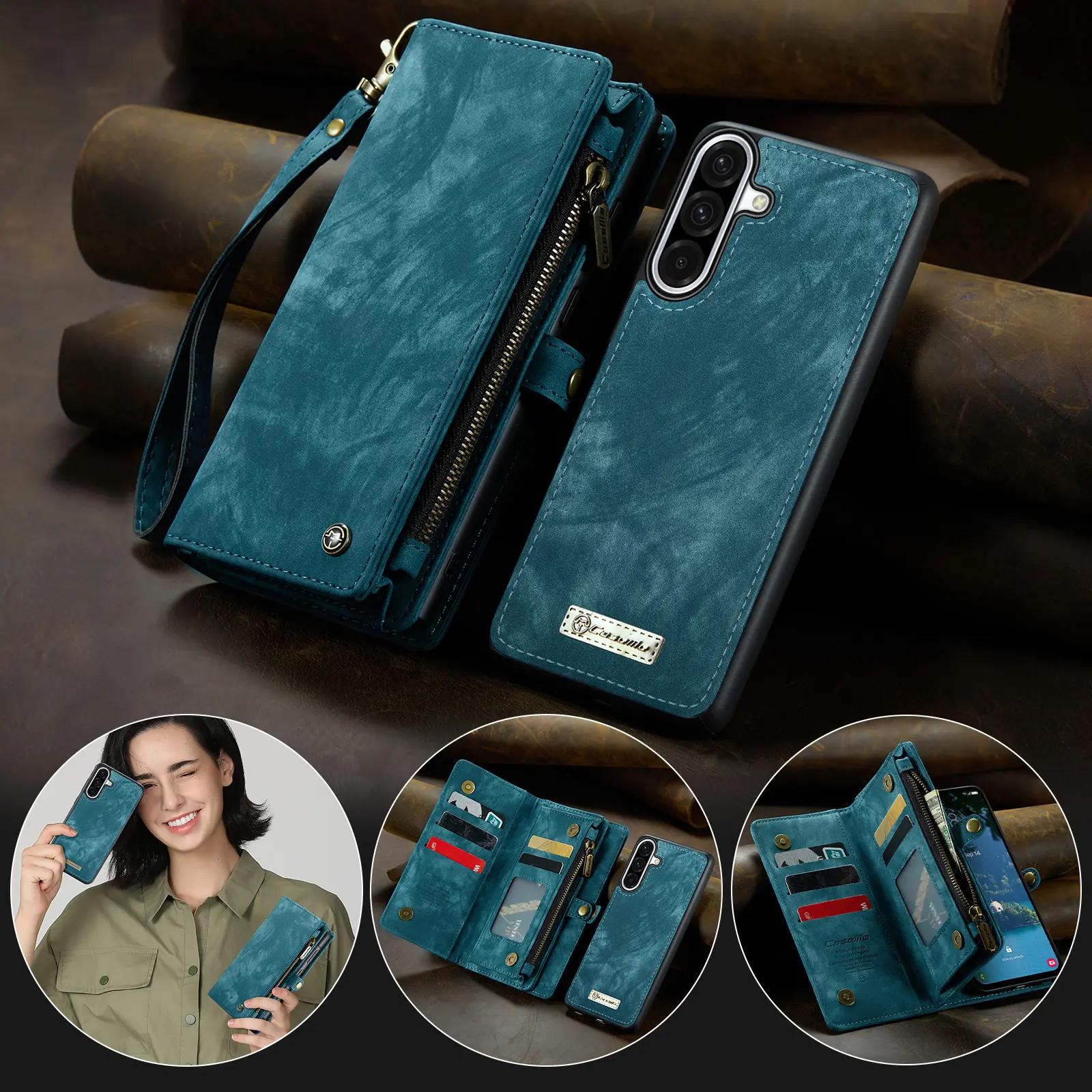 Multi-slot Plånboksfodral Samsung Galaxy A17 Blå