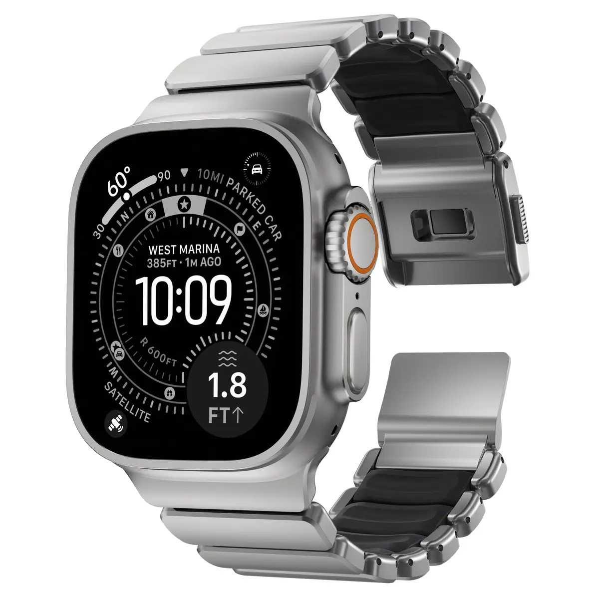 Stratos Band Apple Watch Series 10 46mm Natural Titanium - Black