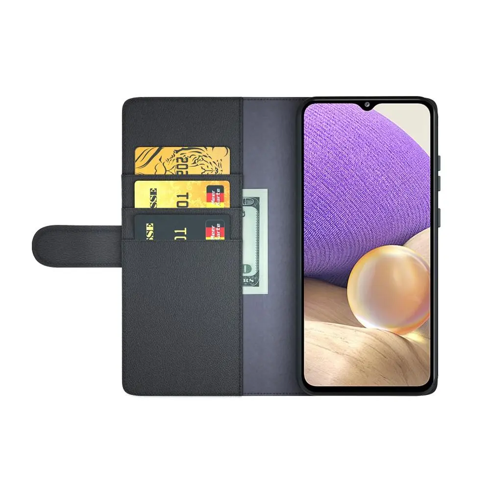 Äkta Läderfodral Samsung Galaxy A32 5G Svart