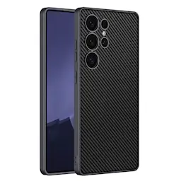 Samsung Galaxy S25 Ultra Slim Leather Case Carbon Fiber Black