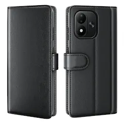 Äkta Läderfodral Xiaomi Redmi Note 17 4G Svart