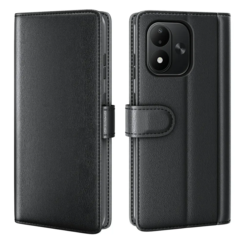 Xiaomi Redmi Note 17 5G pungcover i ægte læder, Sort